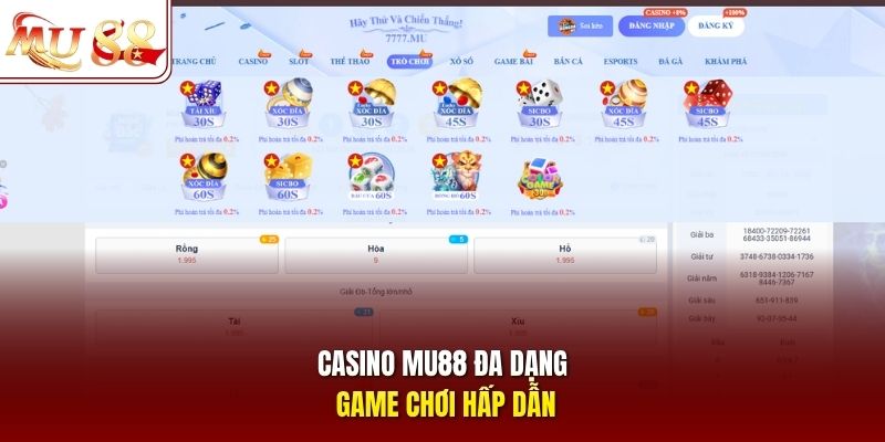 Casino mu88 đa dạng game chơi hấp dẫn