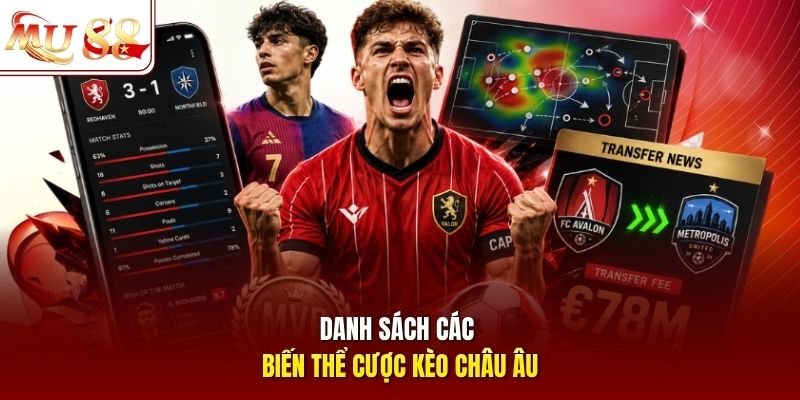 Danh sách các biến thể cược kèo châu Âu
